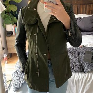 H&M military olive/leather jacket